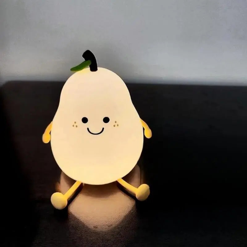 Cartoon Pear Shaped Night Light, USB Rechargeable Color Changing Night Light, Ambient LED Lights for Bedroom Nursery Bedside Home Living Room Decor, Nightlight for Bedroom