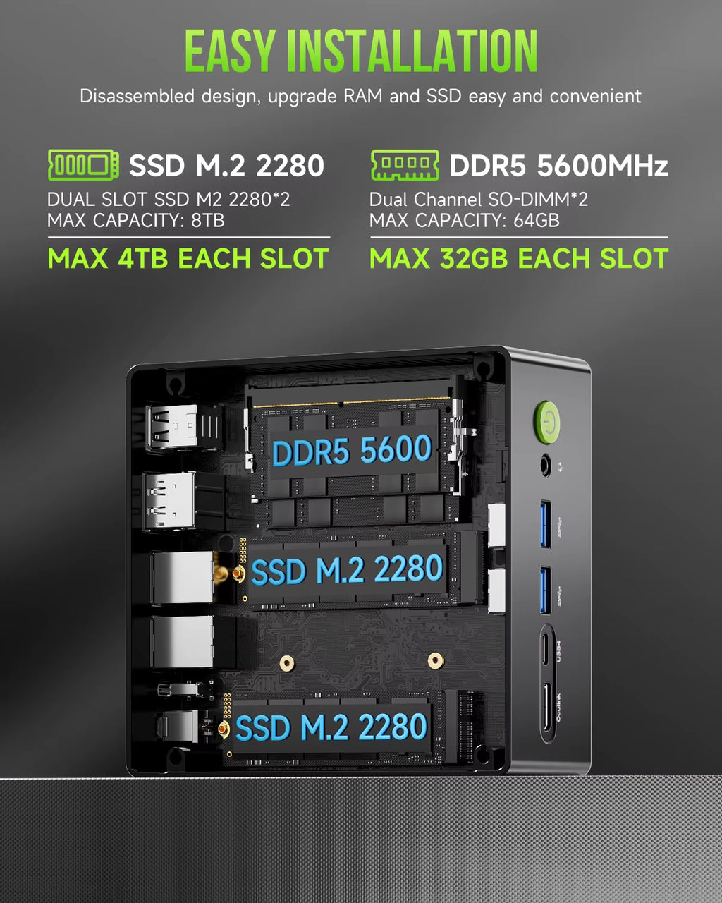 Gmktec Mini PC K11  R9 8945HS Gaming Mini PC 32GB DDR5 1TB SSD Computer PC Mini Computer PC Win11 Pro Gaming PC