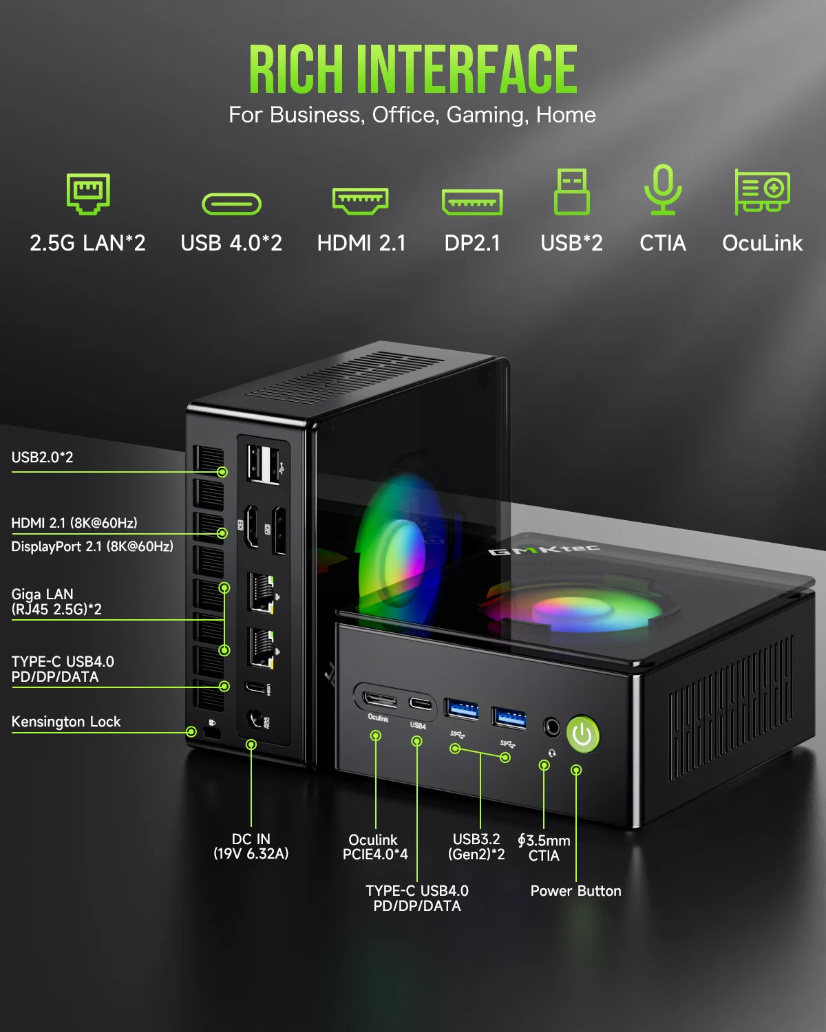 Gmktec Mini PC K11  R9 8945HS Gaming Mini PC 32GB DDR5 1TB SSD Computer PC Mini Computer PC Win11 Pro Gaming PC